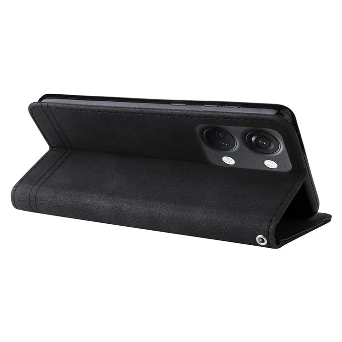 For OnePlus Nord 3 5G / Ace 2V Leather Wallet Cases Skin Touch Phone Cover Stand with Strap - Black - 4