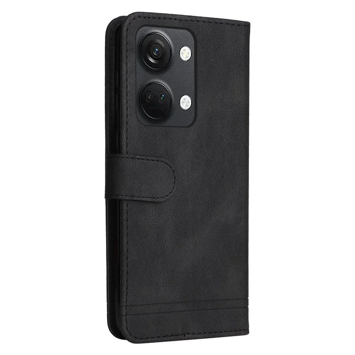For OnePlus Nord 3 5G / Ace 2V Leather Wallet Cases Skin Touch Phone Cover Stand with Strap - Black - 7