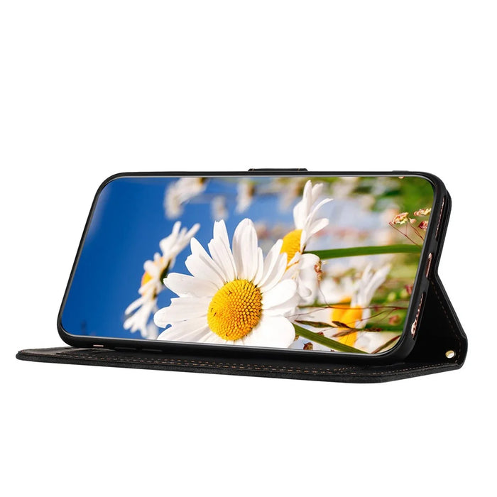For Samsung Galaxy A34 5G Phone Case Flower Pattern Printing Stand Leather Cover with Card Slots - Black - 4