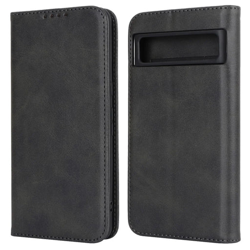 Calf Texture PU Leather Case for Google Pixel 8 Pro , Anti-drop Stand Wallet Phone Cover - Black - 1