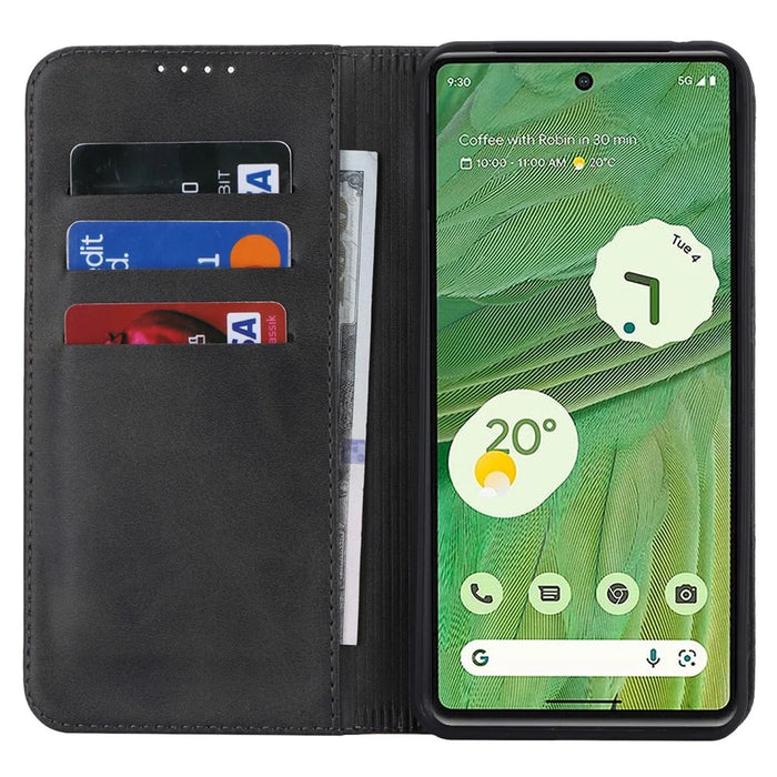 Calf Texture PU Leather Case for Google Pixel 8 Pro , Anti-drop Stand Wallet Phone Cover - Black - 2