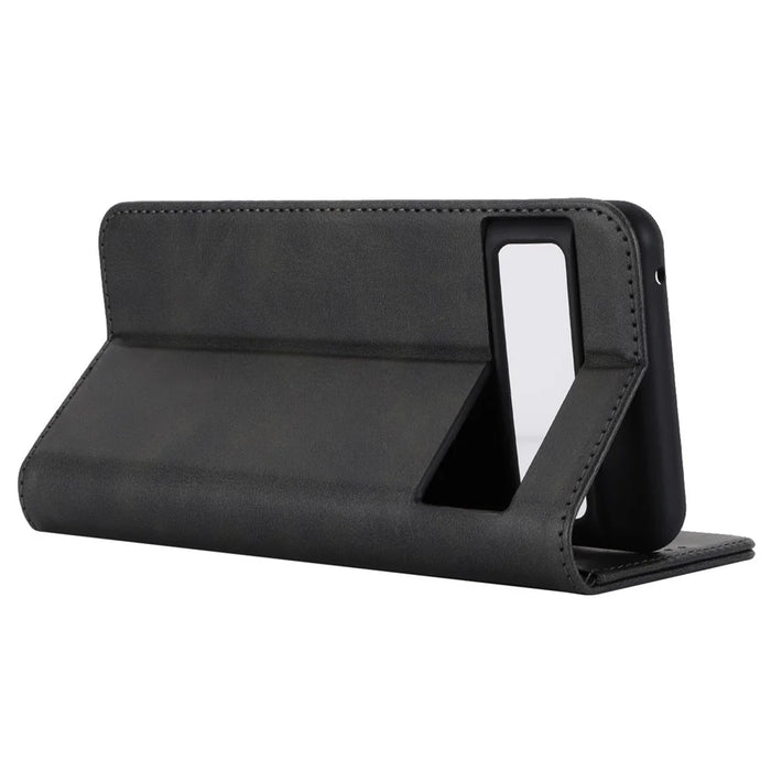 Calf Texture PU Leather Case for Google Pixel 8 Pro , Anti-drop Stand Wallet Phone Cover - Black - 3