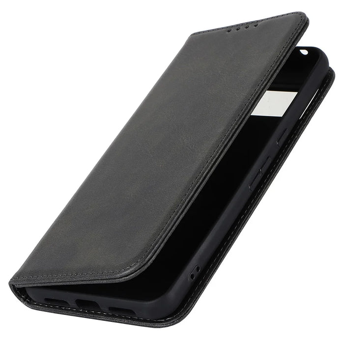 Calf Texture PU Leather Case for Google Pixel 8 Pro , Anti-drop Stand Wallet Phone Cover - Black - 7