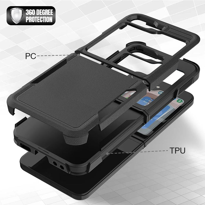 For Samsung Galaxy Z Flip5 5G Dual Layer Protection PC+TPU Cover Anti-Fall Phone Case - Black - 2