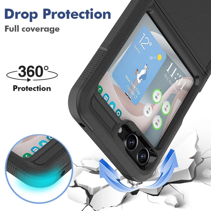 For Samsung Galaxy Z Flip5 5G Dual Layer Protection PC+TPU Cover Anti-Fall Phone Case - Black - 4