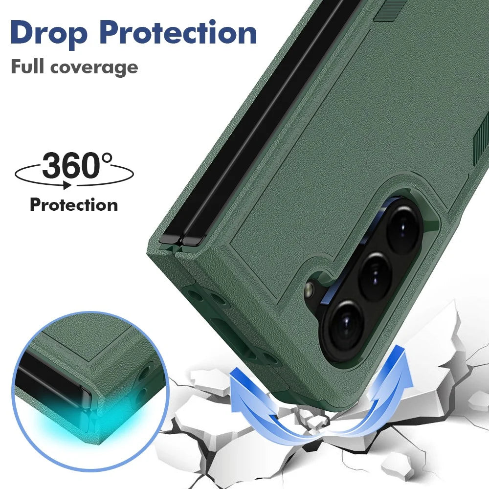 Shockproof Case for Samsung Galaxy Z Fold5 5G PC+TPU Slim Cover Anti-Drop Phone Case - Dark Green - 2