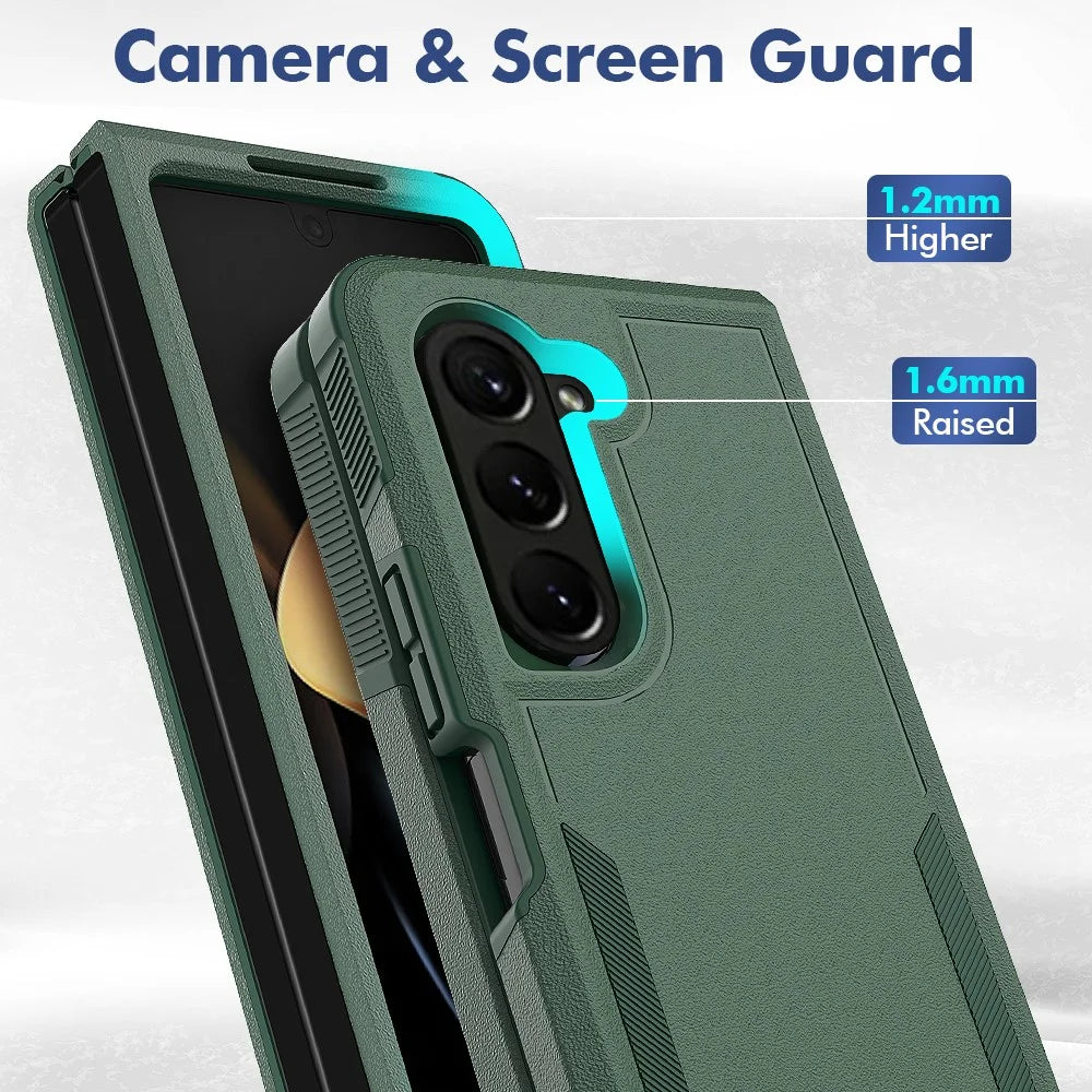Shockproof Case for Samsung Galaxy Z Fold5 5G PC+TPU Slim Cover Anti-Drop Phone Case - Dark Green - 5