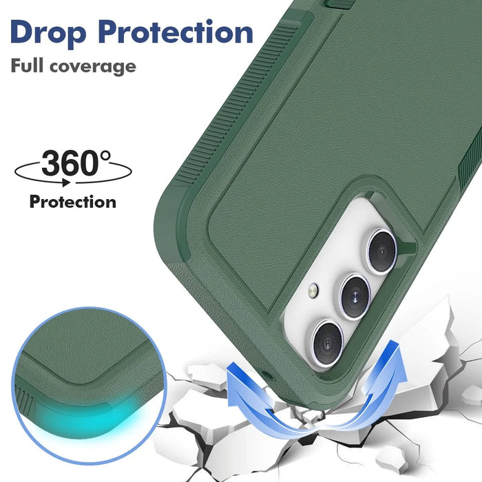 PC+TPU Phone Case for Samsung Galaxy S23 FE Protective Cover Anti-Scratch Phone Case - Dark Green - 2