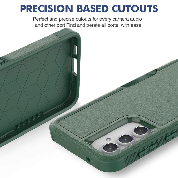 PC+TPU Phone Case for Samsung Galaxy S23 FE Protective Cover Anti-Scratch Phone Case - Dark Green - 3