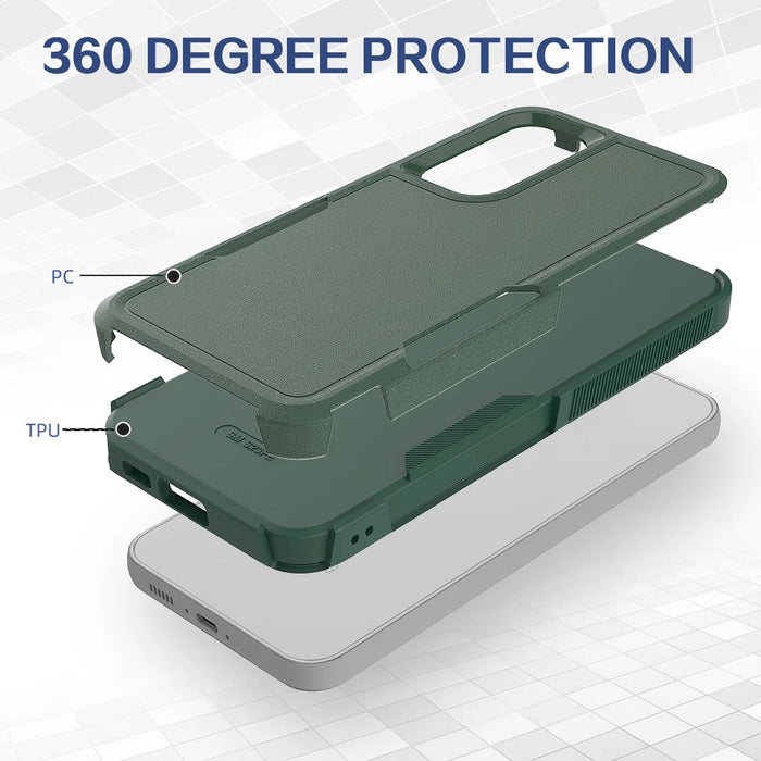 PC+TPU Phone Case for Samsung Galaxy S23 FE Protective Cover Anti-Scratch Phone Case - Dark Green - 4