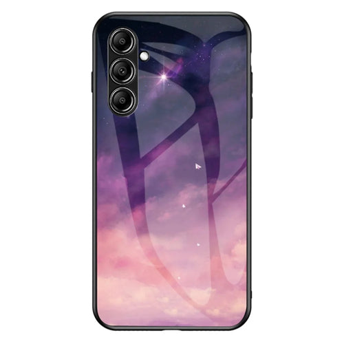 For Samsung Galaxy S23 FE Starry Sky Pattern Tempered Glass Case PC+TPU Anti-Scratch Phone Cover - Dream Starry Sky - 1