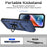 For iPhone 15 Pro Max Slide Camera Protector Phone Case Metal Ring Kickstand Anti-scratch PC + TPU Cover - Blue - 2