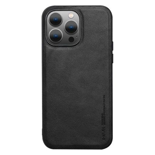 X-LEVEL Bojue-3 Series For iPhone 15 Pro PU Leather Coated TPU Cover Anti-drop Phone Case - Black - 1