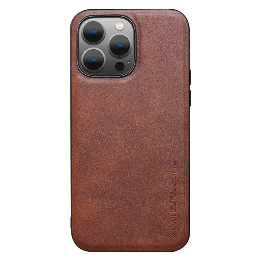 X-LEVEL Bojue-3 Series For iPhone 15 Pro Max PU Leather+TPU Phone Cover Anti-fall Back Case - Brown - 1