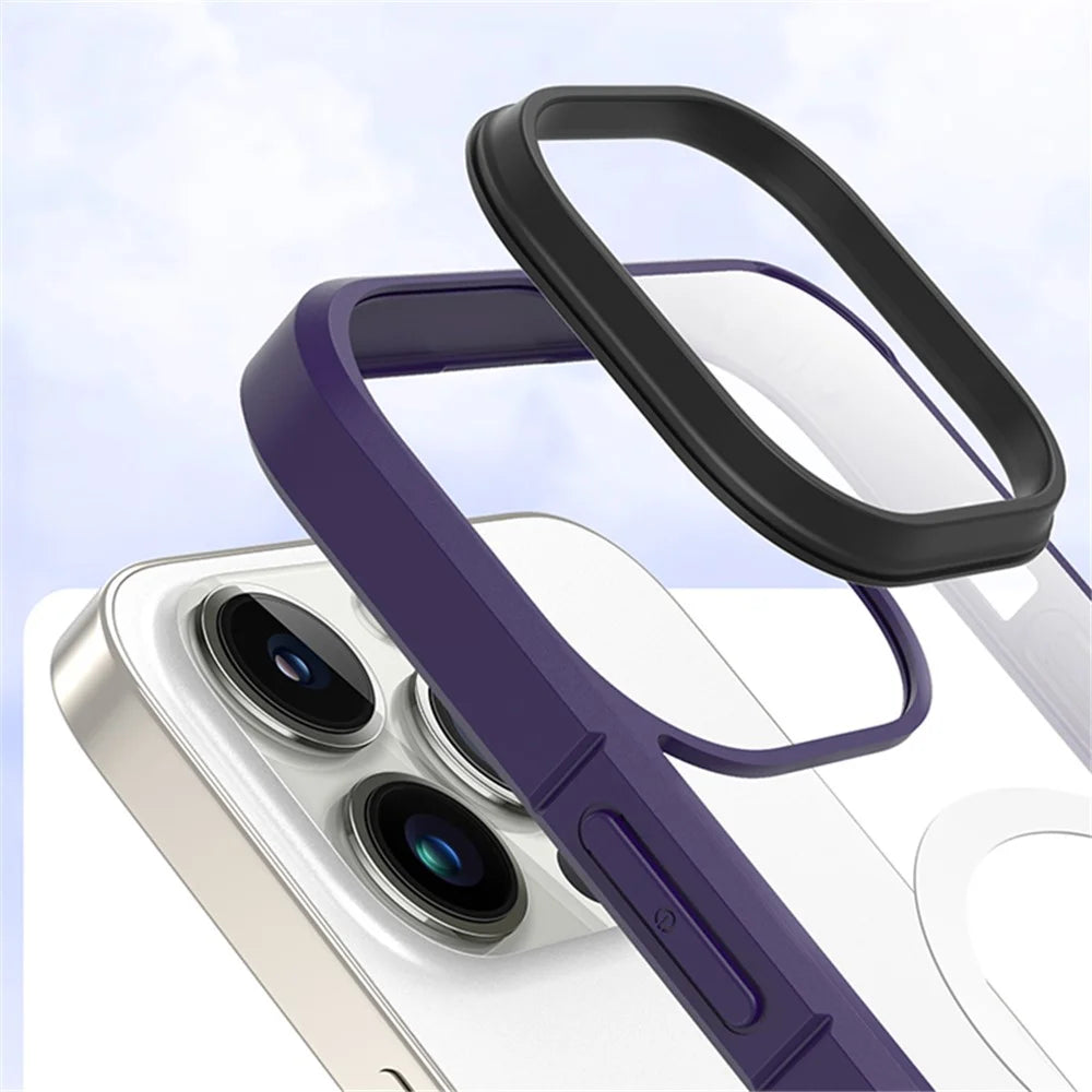 X-LEVEL Crystal Clear Series Anti-Drop Phone Case for iPhone 15 Pro Case Compatible with MagSafe TPU+PC Cover - Transparent - 5