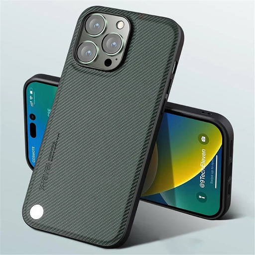X-LEVEL Aramid Fiber II Series Shockproof Case for iPhone 15 Pro Carbon Fiber Texture PU+TPU Anti-Fall Phone Cover - Green - 2