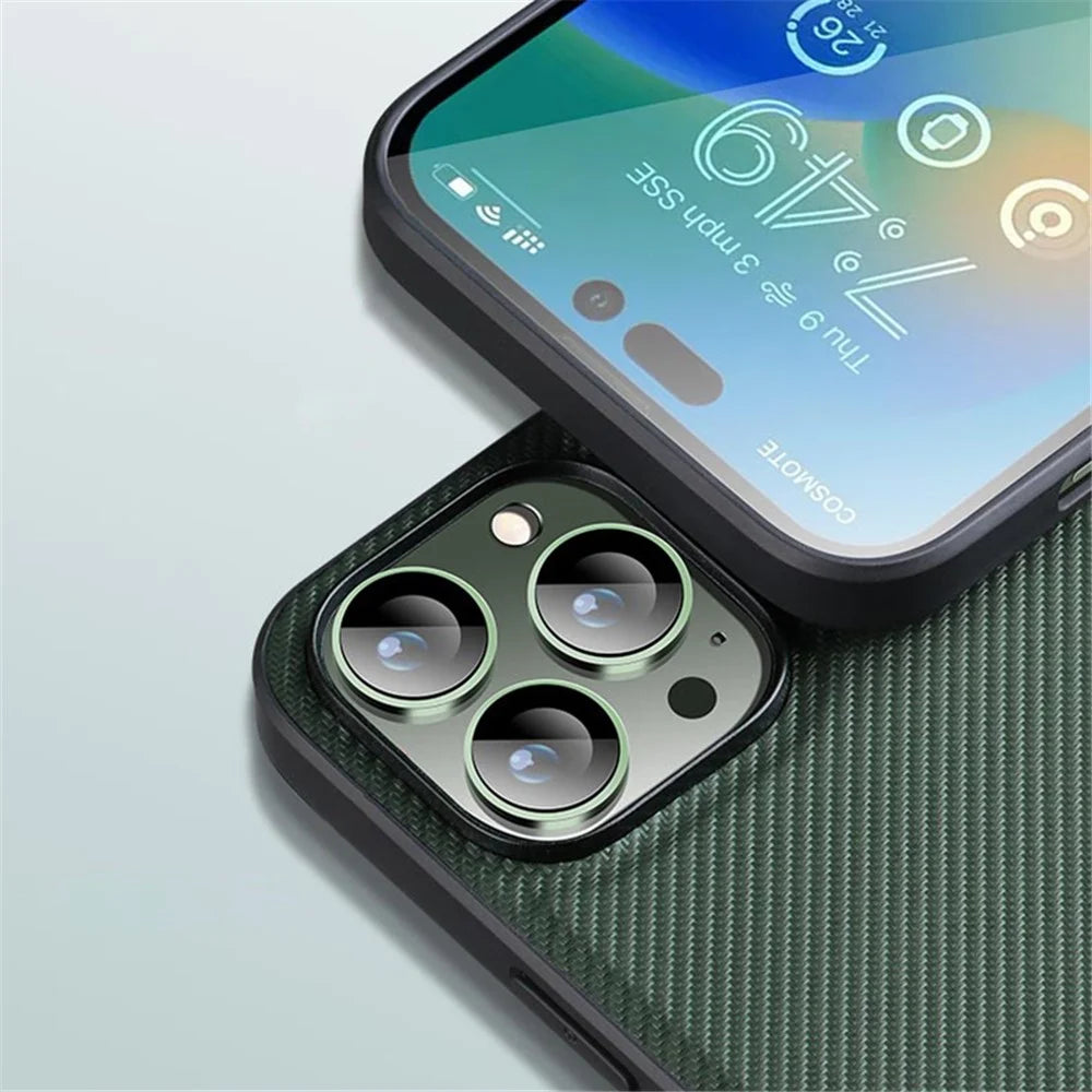 X-LEVEL Aramid Fiber II Series Shockproof Case for iPhone 15 Pro Carbon Fiber Texture PU+TPU Anti-Fall Phone Cover - Green - 4