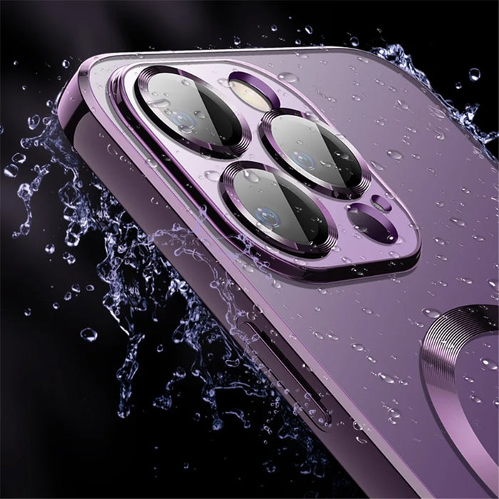 X-LEVEL For iPhone 15 Pro Max Electroplating TPU Case Compatible with MagSafe Transparent Phone Cover - Purple - 4