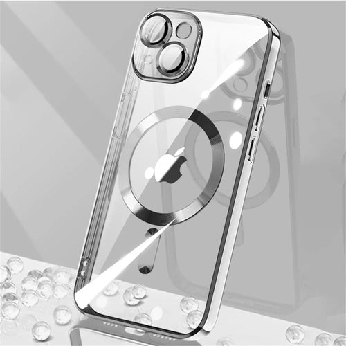 X-LEVEL Glass Lens Guard Slim Case for iPhone 15 Electroplating TPU Phone Cover Compatible with MagSafe - Black - 1