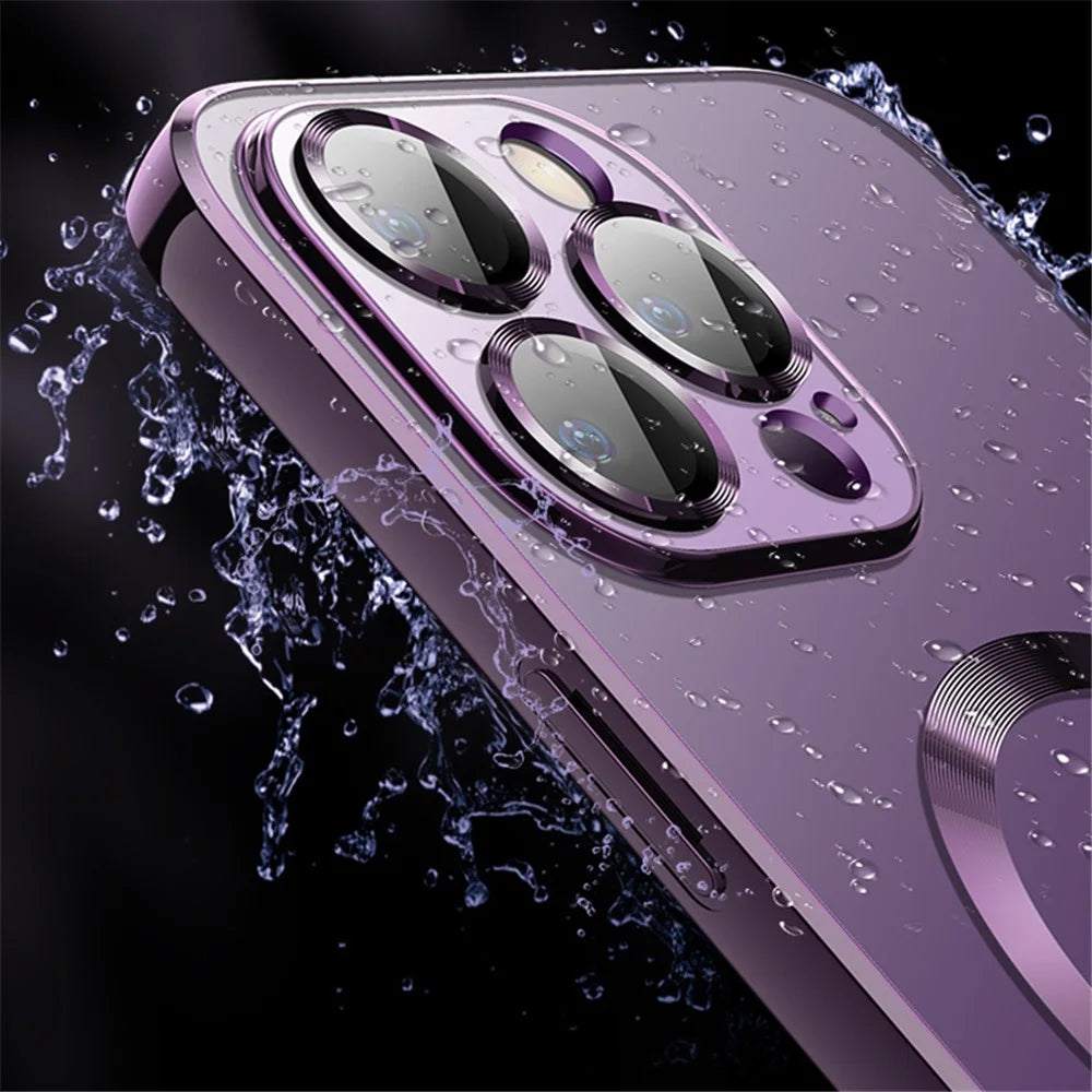 X-LEVEL Glass Lens Guard Slim Case for iPhone 15 Electroplating TPU Phone Cover Compatible with MagSafe - Black - 5