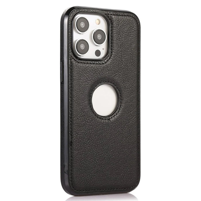 PU+TPU Phone Case for iPhone 15 Pro Max Shockproof Slim Case Anti-Drop Logo View Phone Cover - Black - 2