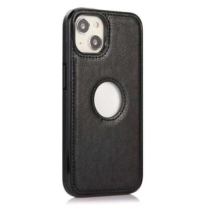 Shockproof Case for iPhone 15 Slim PU+TPU Phone Shell Anti-Fall Logo View Phone Cover - Black - 2