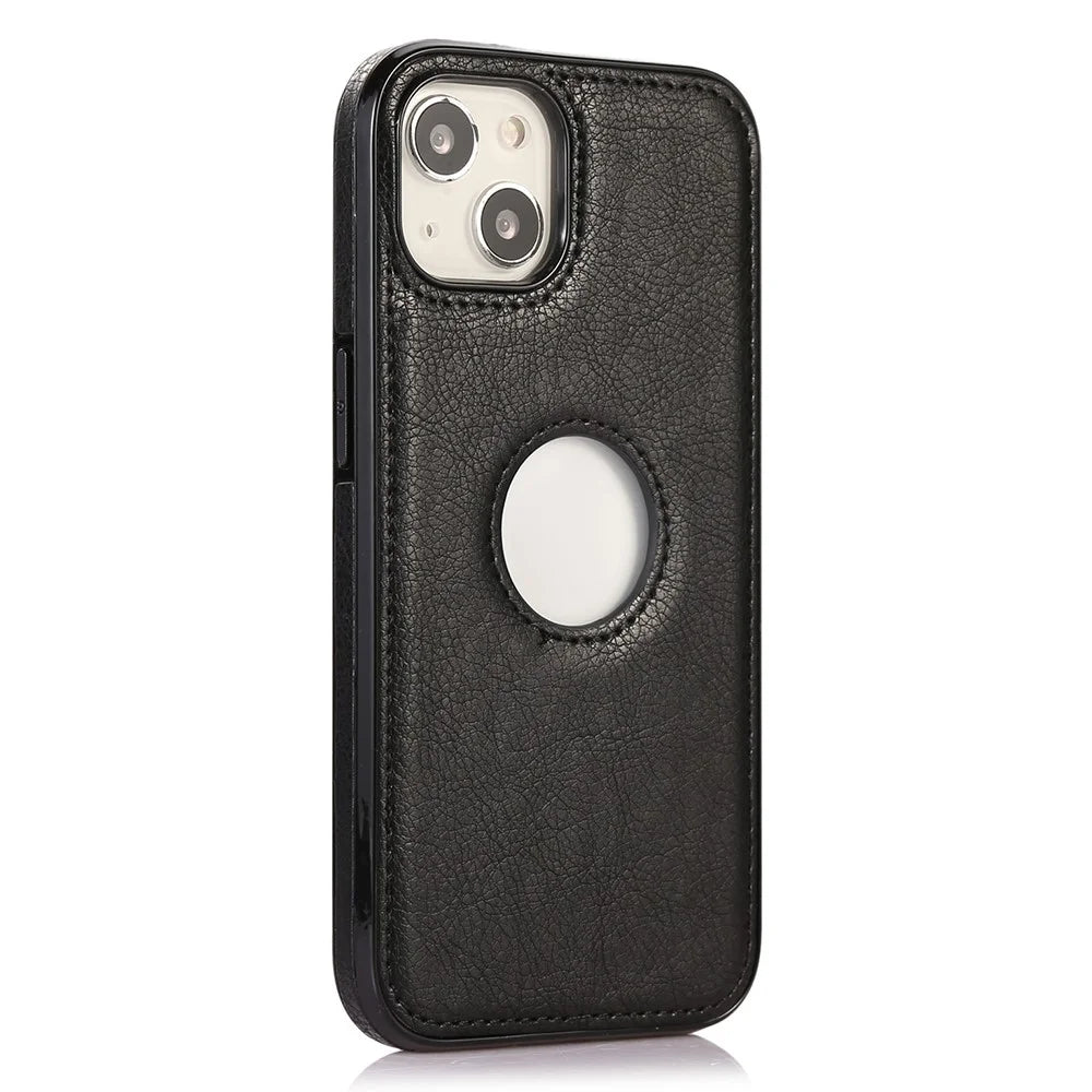 PU+TPU Phone Case for iPhone 15 Plus Protective Case Anti-Drop Slim Phone Cover with Logo View - Black - 2