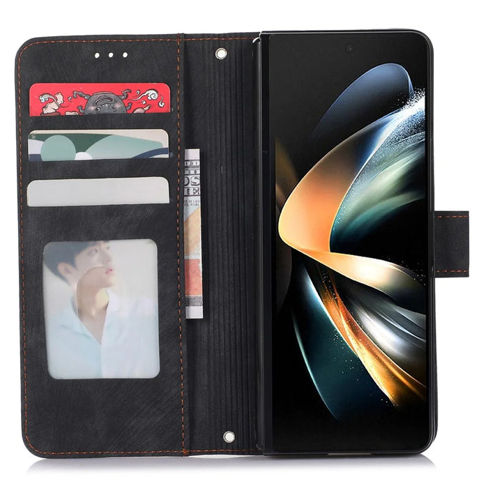 For Samsung Galaxy Z Fold5 5G PU Leather+PC Wallet Phone Case Stand Skin-touch Protective Cover - Black - 3