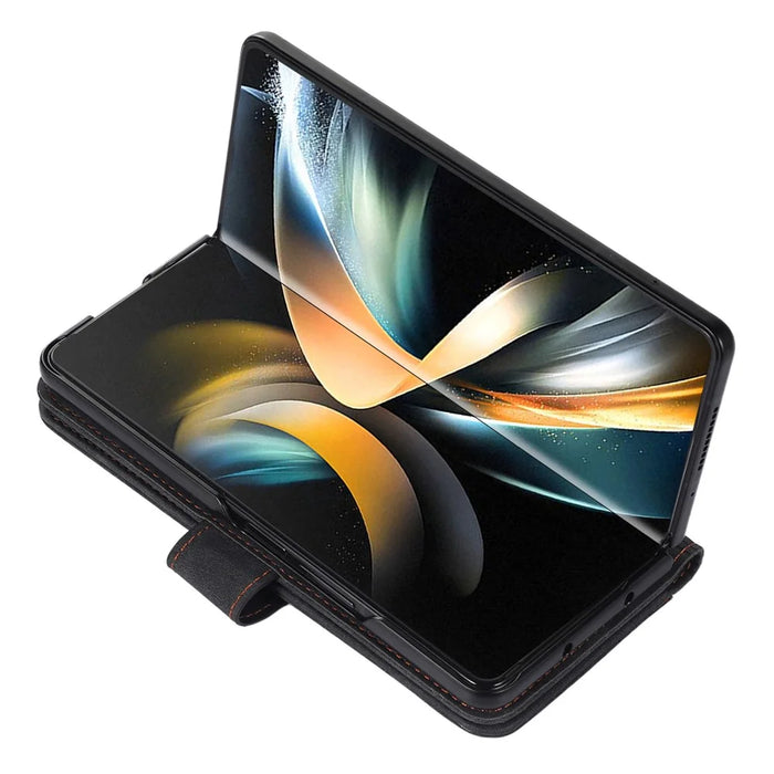 For Samsung Galaxy Z Fold5 5G PU Leather+PC Wallet Phone Case Stand Skin-touch Protective Cover - Black - 4