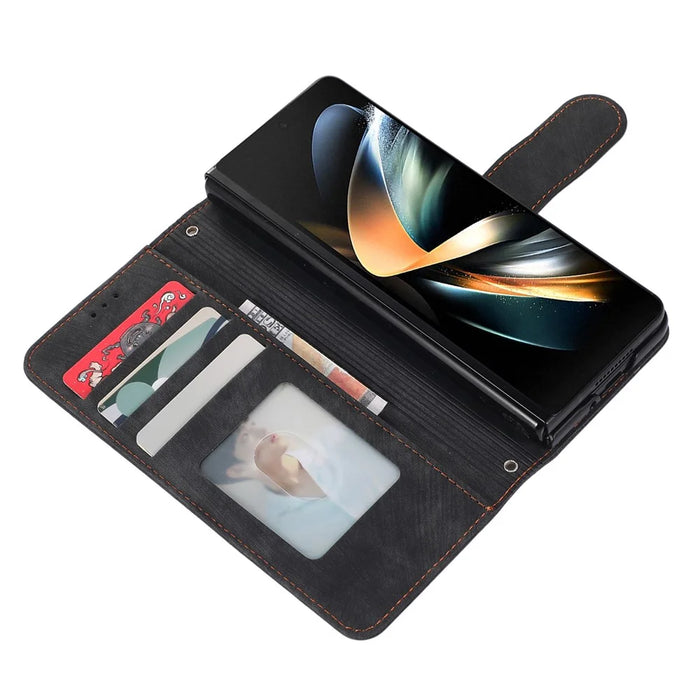 For Samsung Galaxy Z Fold5 5G PU Leather+PC Wallet Phone Case Stand Skin-touch Protective Cover - Black - 7