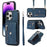 For iPhone 15 Pro RFID Blocking PU Leather + TPU Phone Case Zipper Pocket Card Slots Protective Cover with 2 Straps - Blue - 1