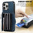 For iPhone 15 Pro RFID Blocking PU Leather + TPU Phone Case Zipper Pocket Card Slots Protective Cover with 2 Straps - Blue - 7