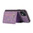 For iPhone 15 Zipper Pocket PU Leather + TPU Phone Case RFID Blocking Card Slots Cover with 2 Straps - Purple - 2