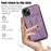 For iPhone 15 Zipper Pocket PU Leather + TPU Phone Case RFID Blocking Card Slots Cover with 2 Straps - Purple - 4