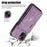 For iPhone 15 Zipper Pocket PU Leather + TPU Phone Case RFID Blocking Card Slots Cover with 2 Straps - Purple - 5