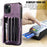 For iPhone 15 Zipper Pocket PU Leather + TPU Phone Case RFID Blocking Card Slots Cover with 2 Straps - Purple - 6
