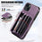 For iPhone 15 Zipper Pocket PU Leather + TPU Phone Case RFID Blocking Card Slots Cover with 2 Straps - Purple - 7