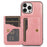 For iPhone 15 Pro Max Drop-proof Phone Case PU Leather + TPU Card Holder Kickstand Back Cover - Rose Gold - 1
