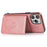 For iPhone 15 Pro Max Drop-proof Phone Case PU Leather + TPU Card Holder Kickstand Back Cover - Rose Gold - 2
