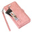 PU Leather Wallet Phone Case For iPhone 15 Plus , Zipper Pocket Phone Shell Cover with 9 Card Slots - Pink - 7