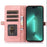 For iPhone 15 Pro Max Cell Phone Case 9 Card Slots Zipper Pocket Multifunction PU Leather Wallet Phone Cover - Rose Gold - 2