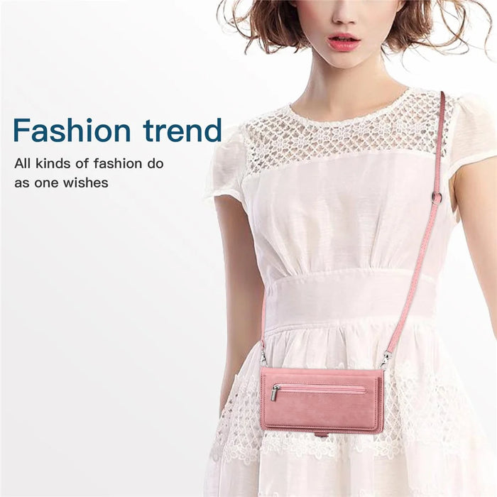 For iPhone 15 Pro Max Cell Phone Case 9 Card Slots Zipper Pocket Multifunction PU Leather Wallet Phone Cover - Rose Gold - 5