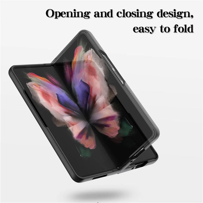 For Samsung Galaxy Z Fold5 5G Tempered Glass Phone Case Gradient Color PC+TPU Protective Cover - Gradient Rose - 3