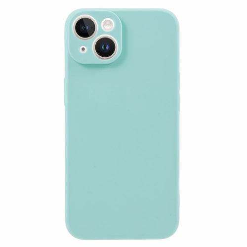 For iPhone 15 Plus Lens Precise Cutout Phone Case Straight Edge TPU Shockproof Cover - Baby Blue - 1