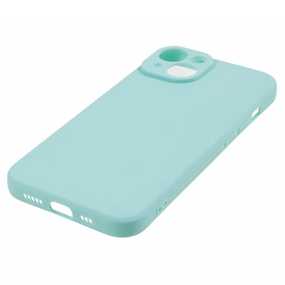 For iPhone 15 Plus Lens Precise Cutout Phone Case Straight Edge TPU Shockproof Cover - Baby Blue - 5