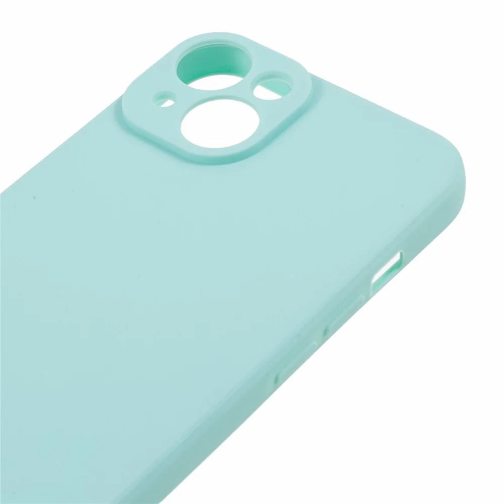 For iPhone 15 Plus Lens Precise Cutout Phone Case Straight Edge TPU Shockproof Cover - Baby Blue - 7