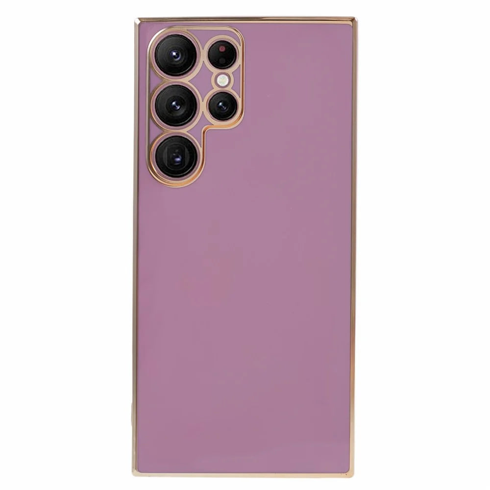 For Samsung Galaxy S23 Ultra Glossy Phone Case 6D Electroplated Edges Soft TPU Cover - Purple - 1