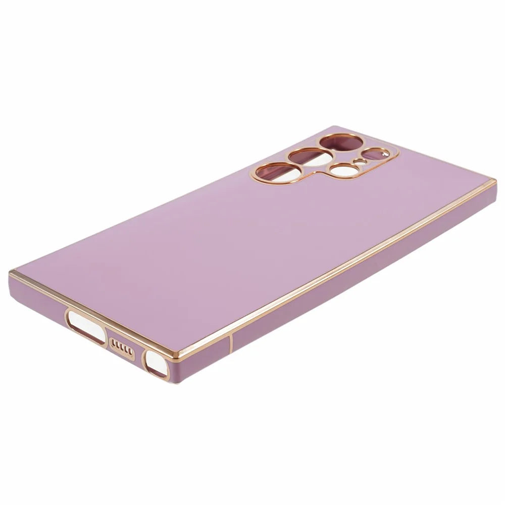 For Samsung Galaxy S23 Ultra Glossy Phone Case 6D Electroplated Edges Soft TPU Cover - Purple - 4