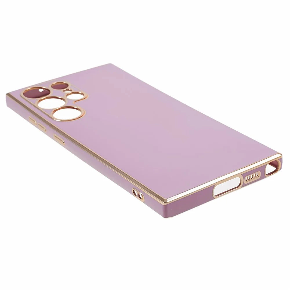 For Samsung Galaxy S23 Ultra Glossy Phone Case 6D Electroplated Edges Soft TPU Cover - Purple - 5