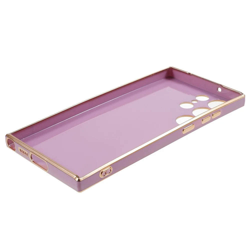 For Samsung Galaxy S23 Ultra Glossy Phone Case 6D Electroplated Edges Soft TPU Cover - Purple - 6